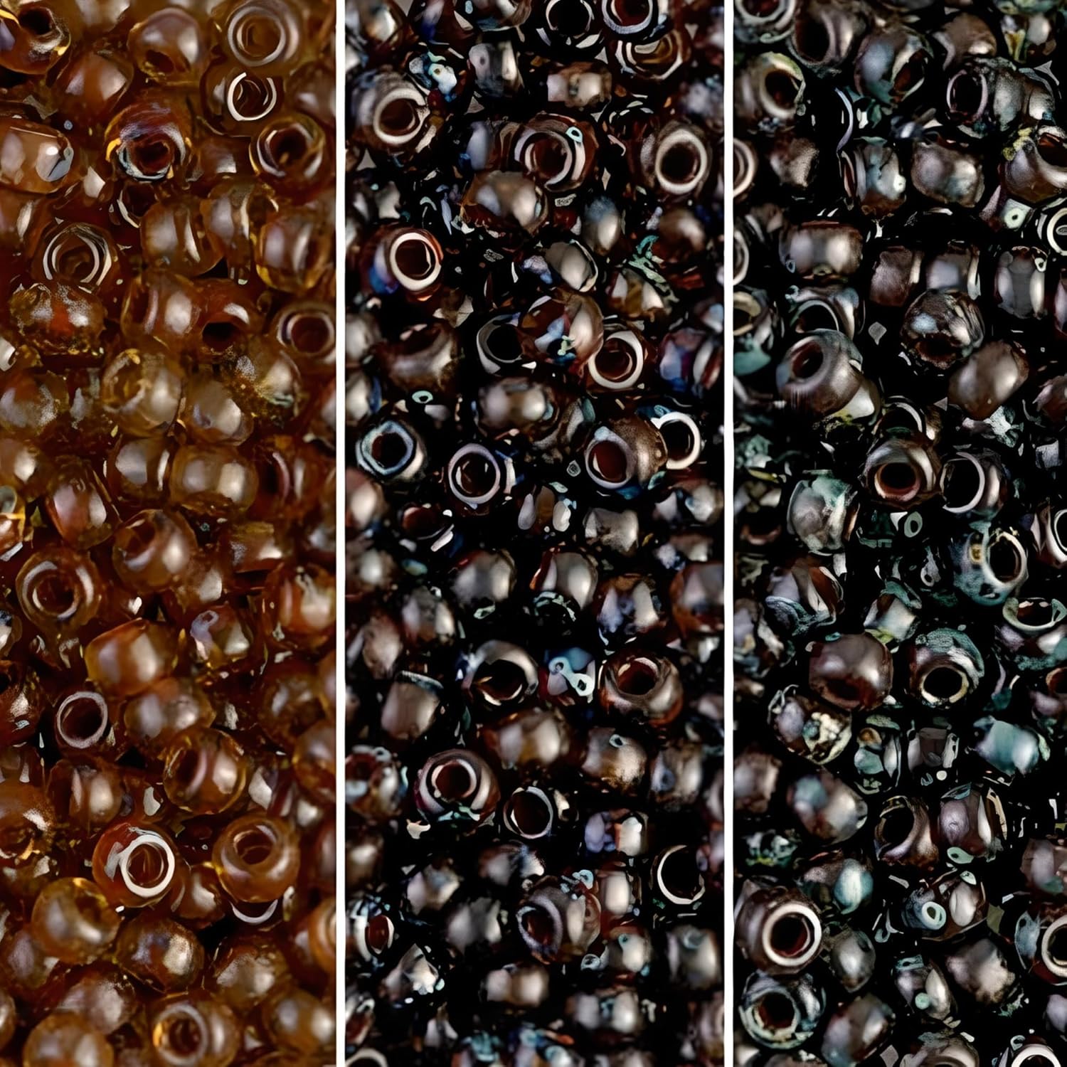 Picasso Mix 1 - Miyuki Seed Beads, Size 8/0, Picasso Transparent Saffron, Dark Amber & Garnet Red (3 X 22 Gram Tubes)