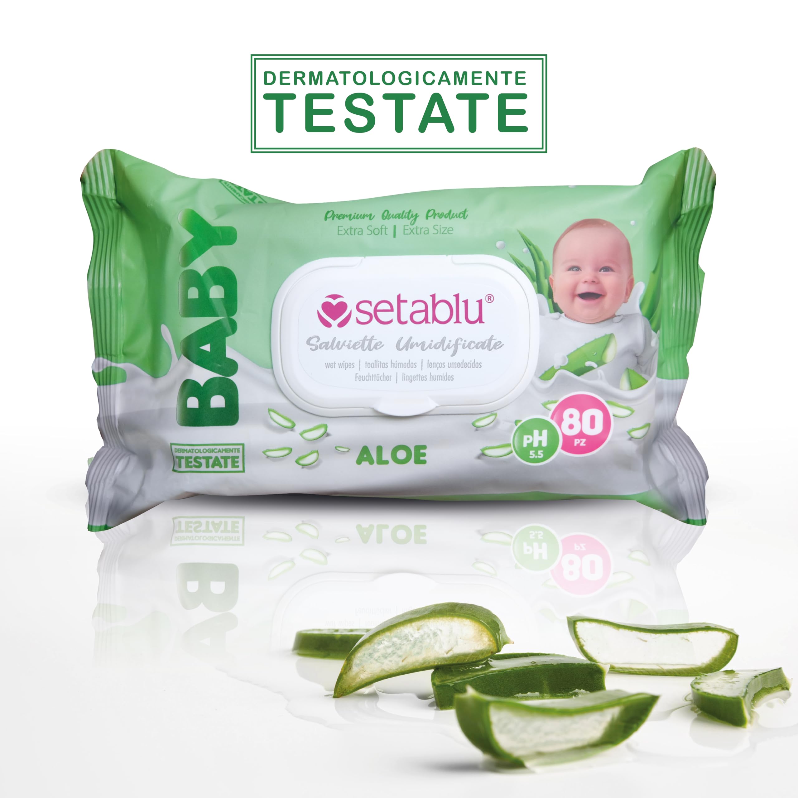 DETERMONDO 880 Salviette Neonato Igienizzanti Umidificate all'Aloe Senza Alcool, 11x80 Confezioni