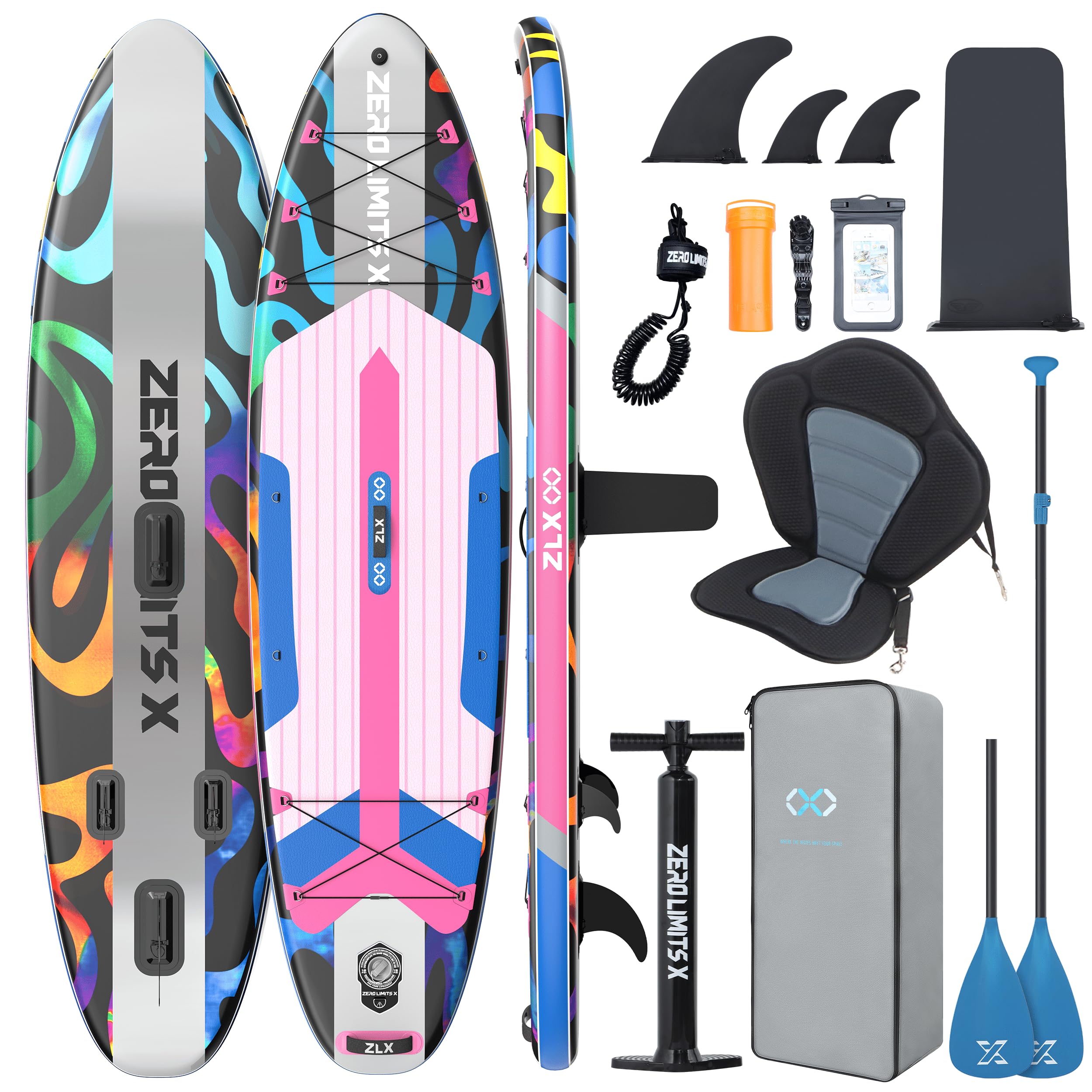 ZLX Stand Up Paddling Board 320x84cm,SUP Board Set,Stand Up Paddle mit Einzigartige Mittelfinne,Rutschfester Deckpad,Standup Paddle Board 200kg Tragkraft,für Erwachsene,Anfänger,alle Könnensstufen