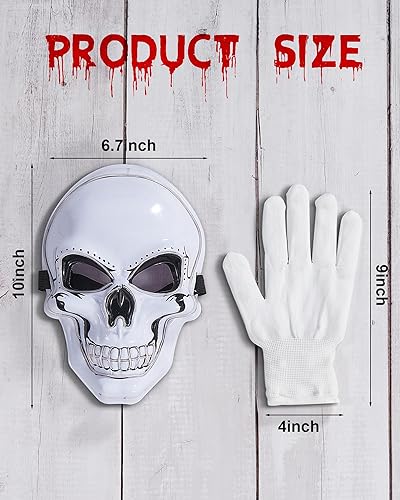 Vista 33 de Sumind Máscara LED de Halloween, esqueleto LED aterrador, hacker de purga que brilla en la oscuridad, para fiesta de disfraces de Halloween (azul)