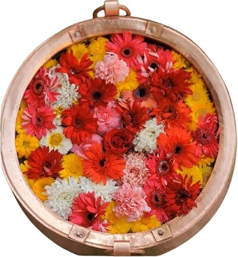 Pure Copper Khadkulo - Cuenco de spa tradicional nepalí de 12 pulgadas para pies pequeños, exhibición de agua y flores, Pooja, oración, artí, cuenco