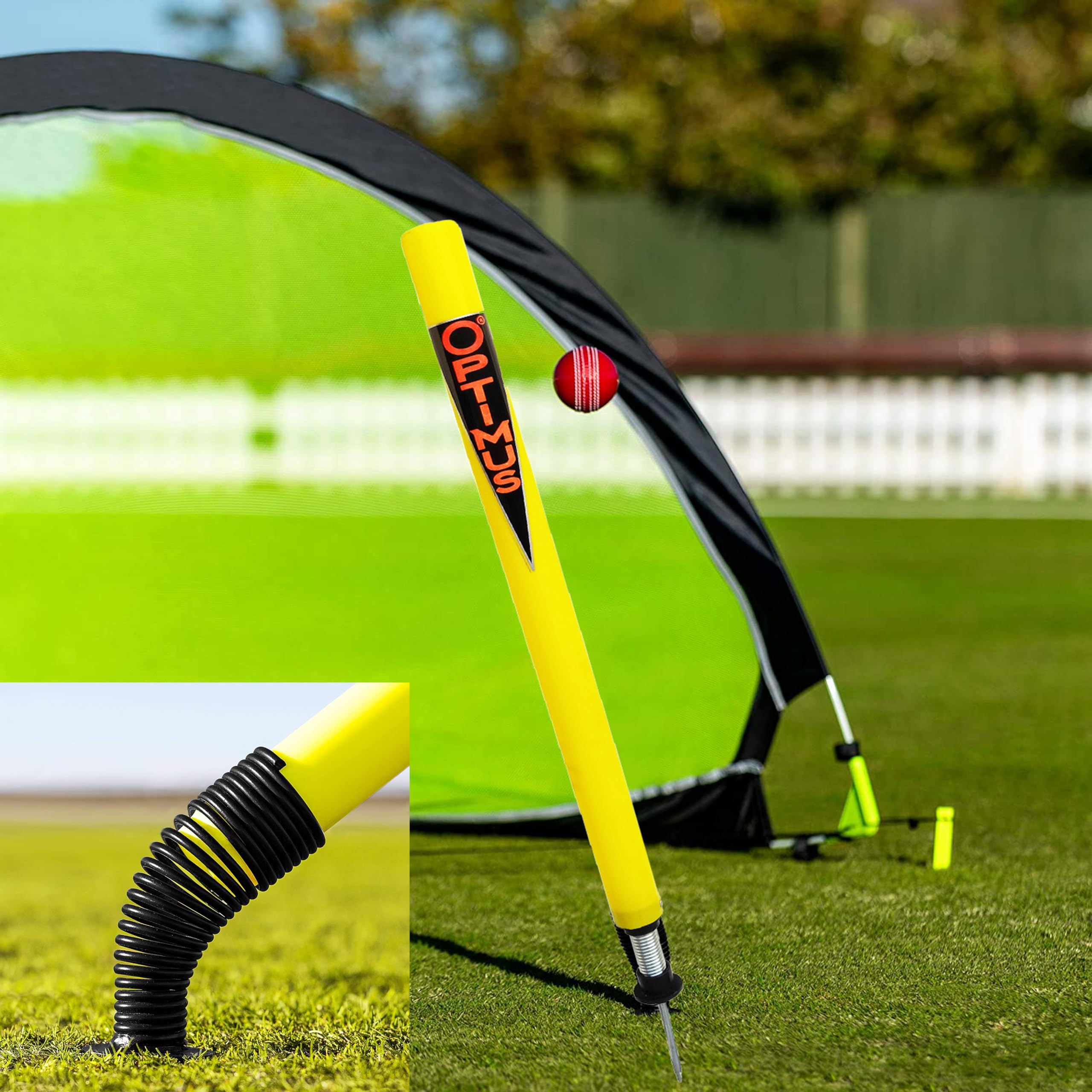 Optimus® Cricket Plastic Target Stump Wicket 1 Pc-Flexible Steel Spring & Ground Spike - AA