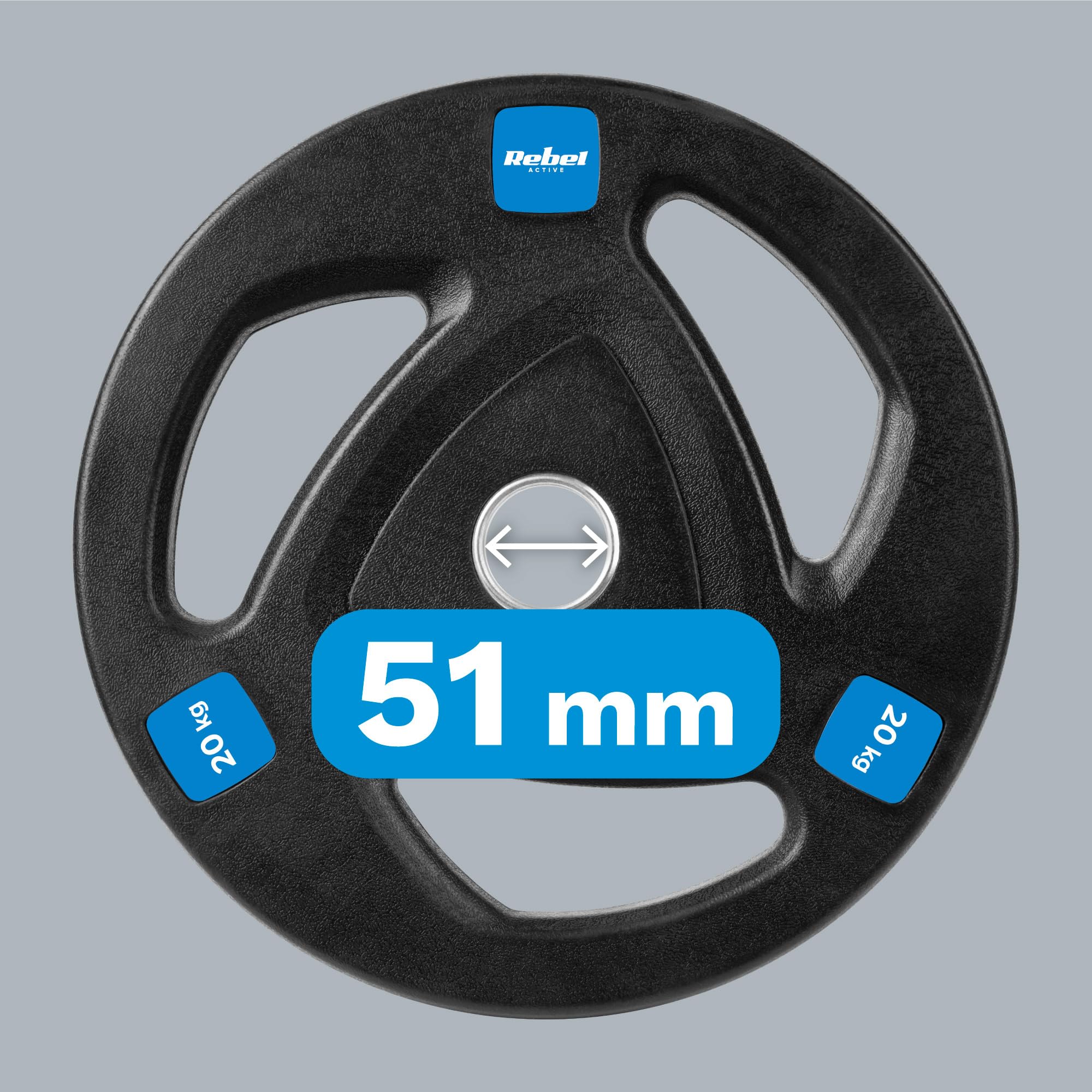 Rebelde Carga de Hierro Fundido Goma 20 kg Agujero Olímpico 51 mm RBA-2112-1