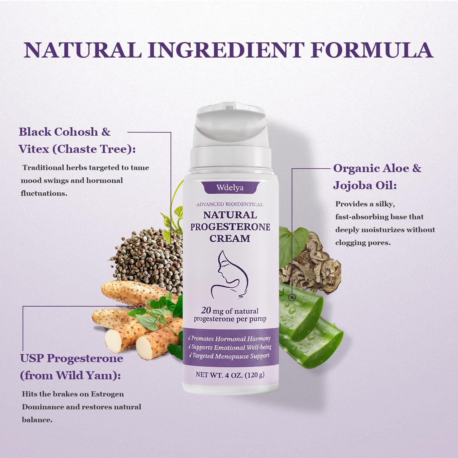 Progesterone Cream for Women, 4 oz Unscented Botanical Body Moisturizer
