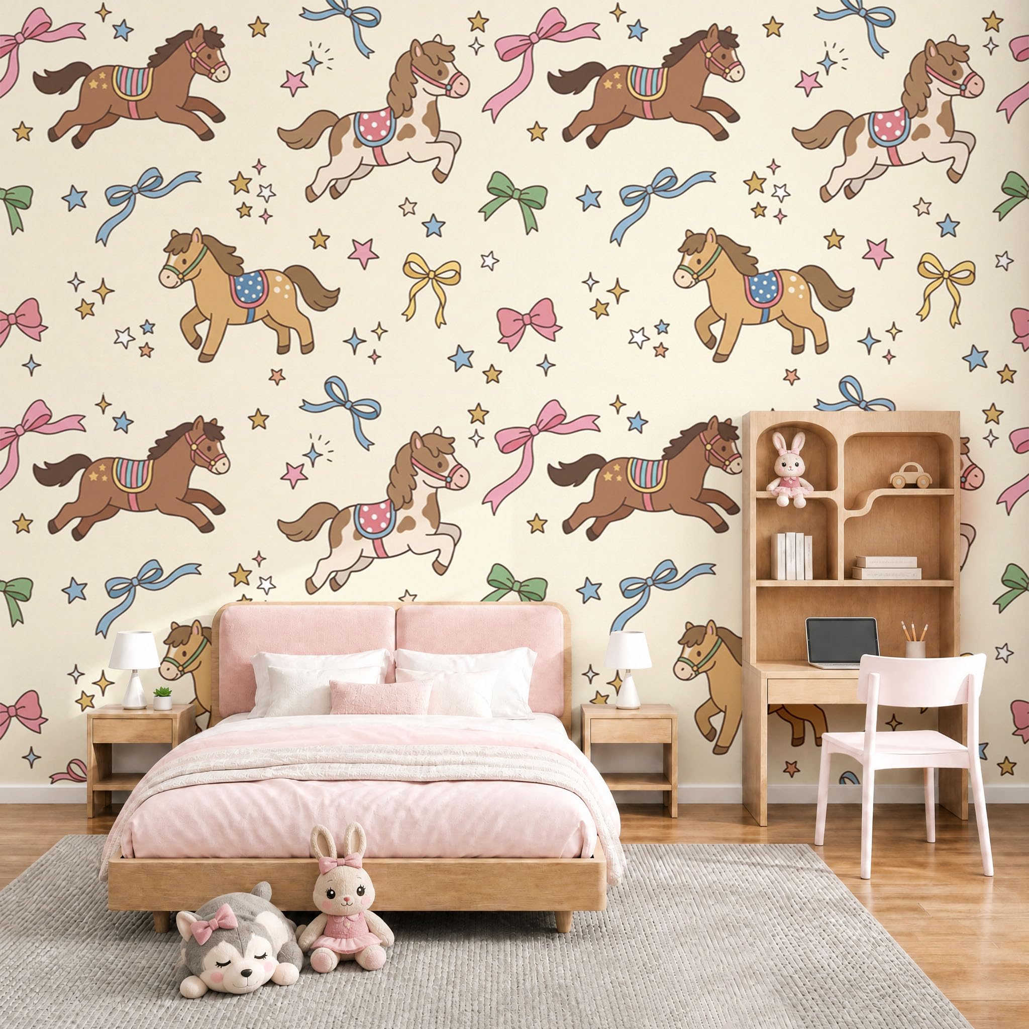 Papier peint carrousel grand format 350x256 cm décor de dessin animé mural pour bureau