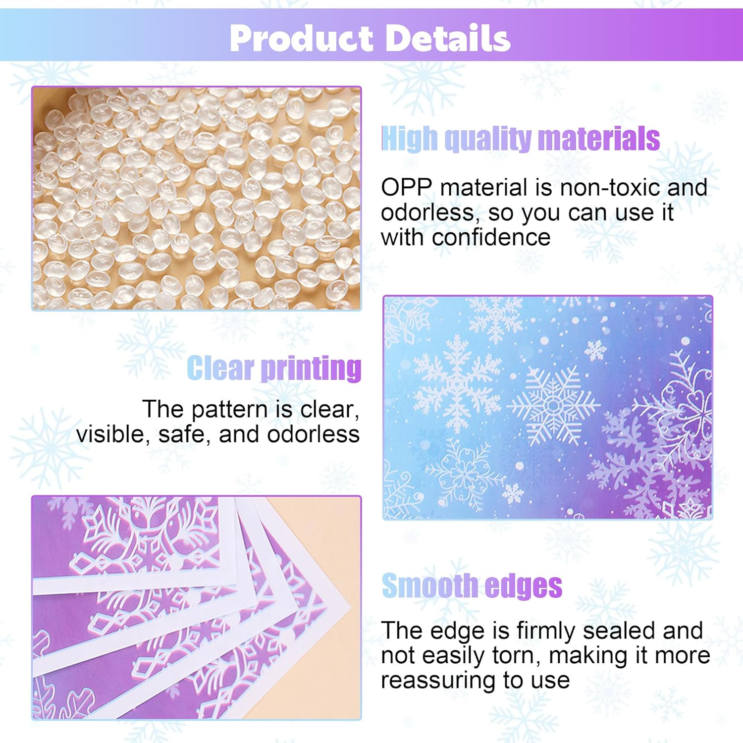 50Pcs Winter Snowflake Party Favor Bags, Blue and Purple Snowflake Gift Bags with Handles, Plastic Holiday Goodie Candy Treat Bags for Birthday Christmas Frozen Winter Wonderland Party Supplies - Image 3