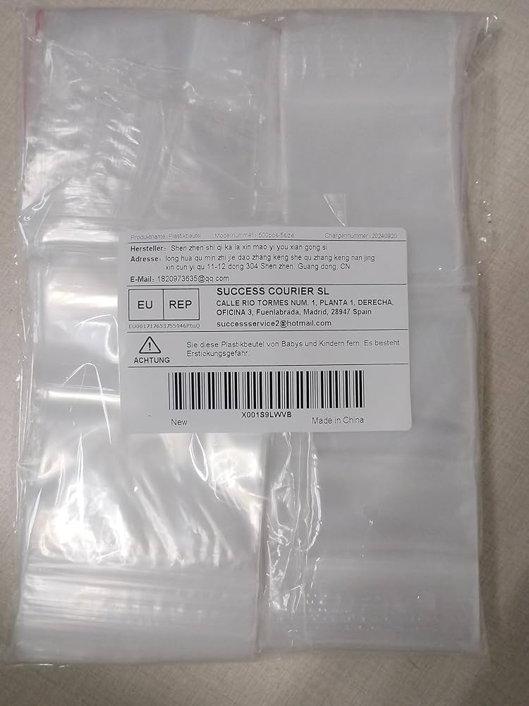 Qikaara Pack of 500 Ziplock Bags, Resealable Set, 5 Sizes