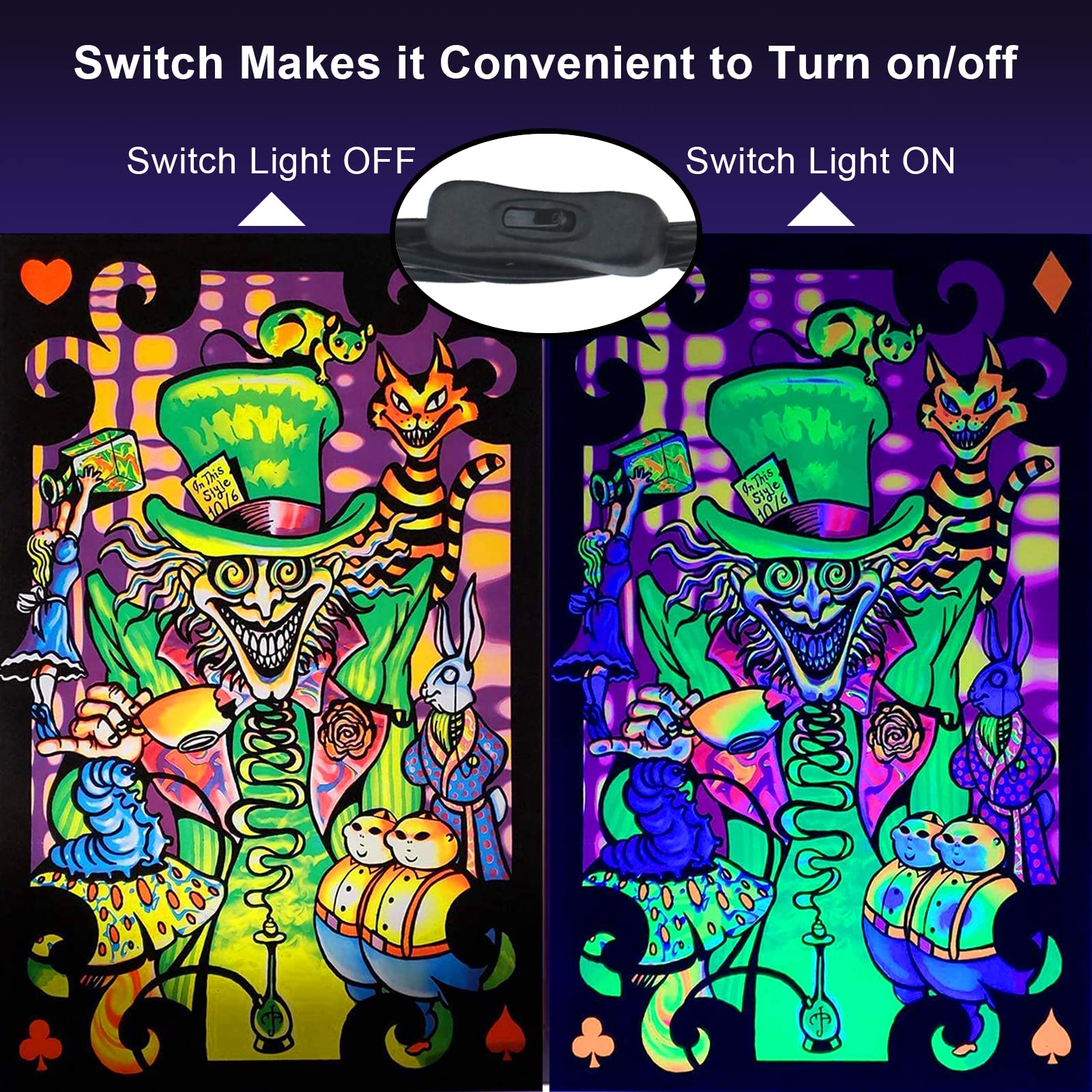 Eleganted Czarne światło, 2 sztuki, 5 W, USB UV, 395 nm, czarne światło, efekt świetlny, oświetlenie sceniczne z przełącznikiem, na Halloween, do klubu, na imprezę, dyskotekę