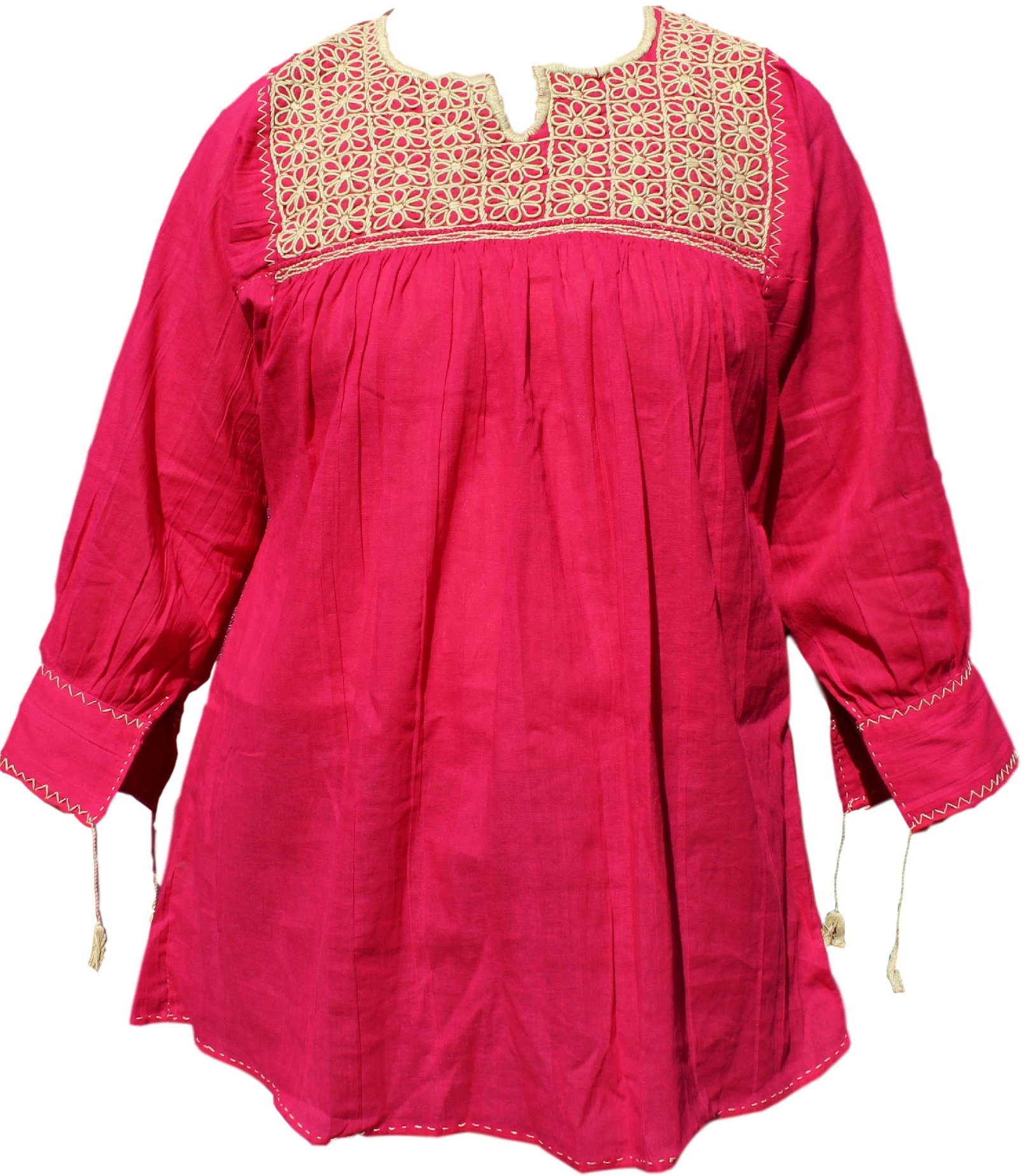 Trade MX Hand Knitted Women Blouses Flowers Design Made in Chiapas Mexico