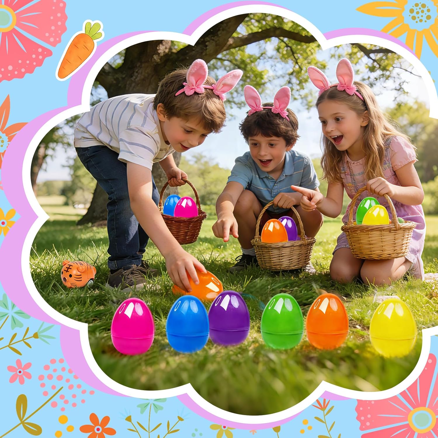 12 Pcs Prefilled Easter Eggs with Animals Bunnies Pull Back Car Toys for Toddlers Kids Easter Basket Stuffers Egg Fillers Egg Hunt Party Favors Classroom Prizes for Boys and Girls