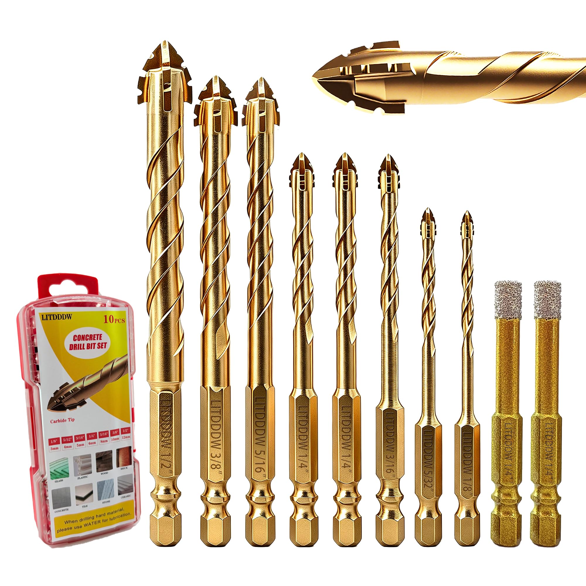 Masonry Drill Bit Set - 10 Pieces Carbide -9