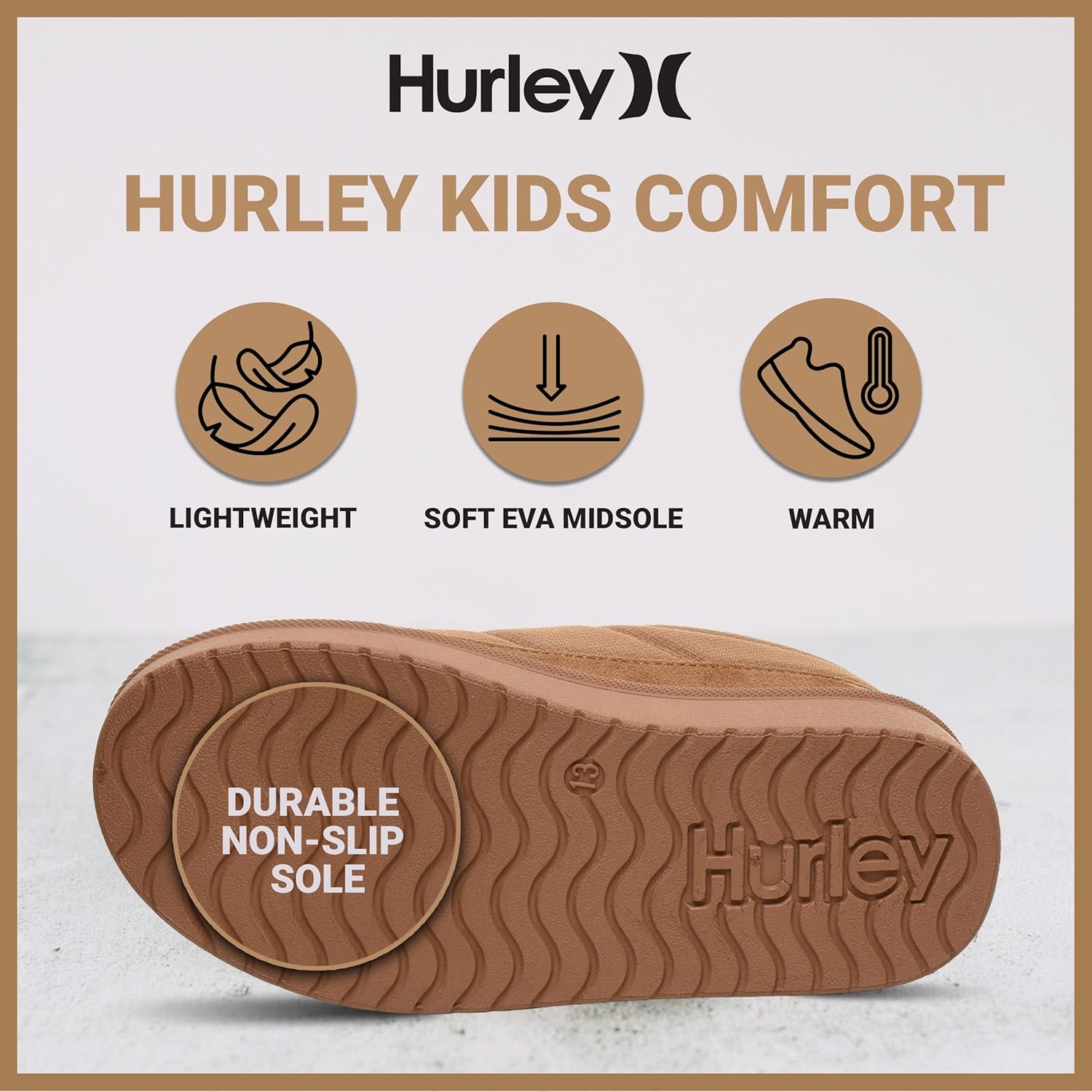 Hurley Kids Moses Slippers - Fleece-Lined Winter Kids Slippers, Cozy House Shoes, Durable everyday Wide Toe comfort Winter Clogs for Boys & Girls - Image 5