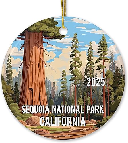 Sequoia National Park California Scene Christmas Ornament, 3-Inch Ceramic