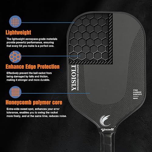 Miniatura 3 de Pickleball Paddle, Professional Pickleball Paddles with Strong Power and Spin, T700 Carbon Fiber Pickleball Paddle, Durable & Lightweight Pickleball
