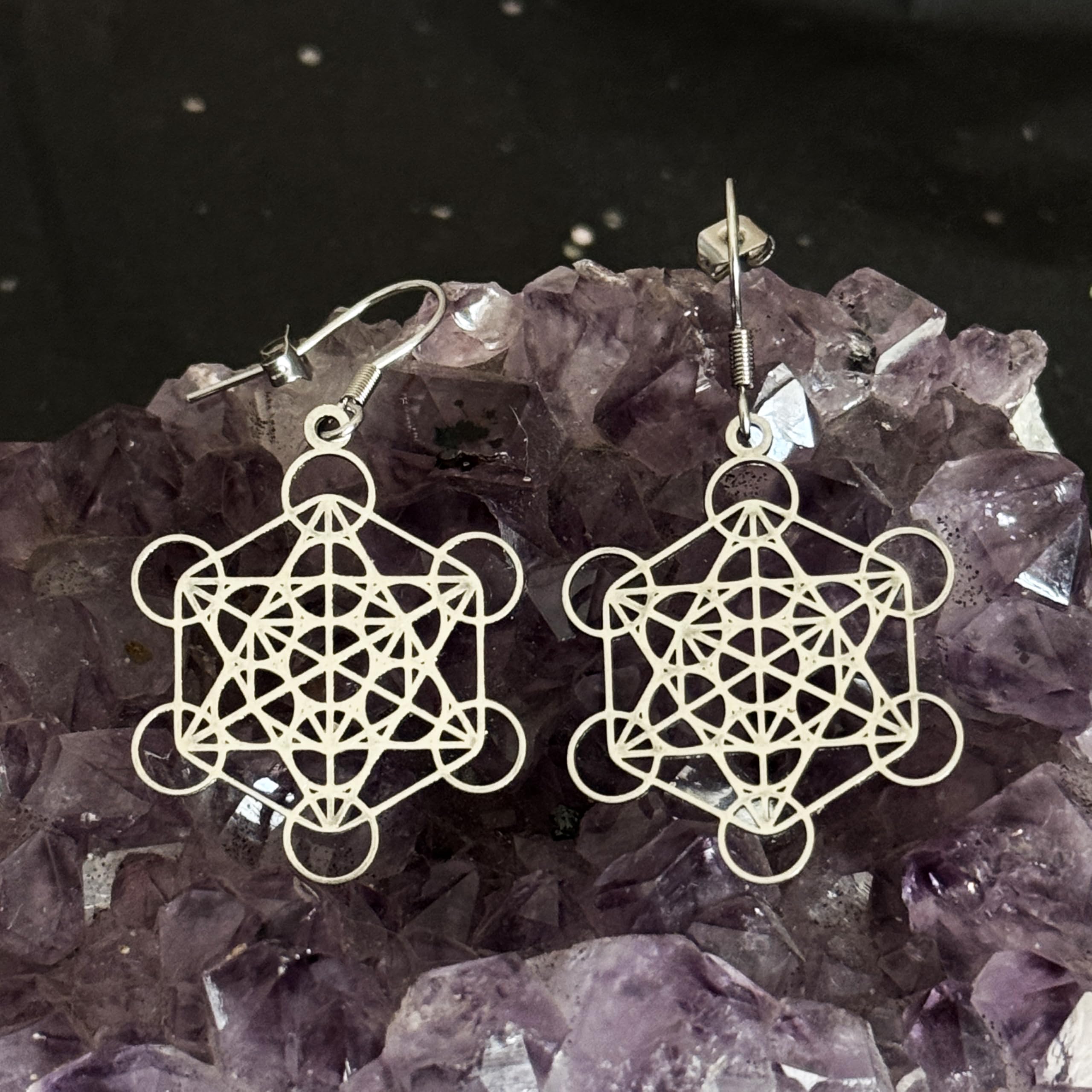 SIMBOLIKS Pendientes Metatron Geometría Sagrada Acero Inoxidable Amuleto Protección Energía Equilibrio Yoga Reiki Meditación