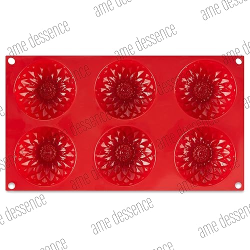 Miniatura 4 de AME D'ESSENCE Molde de silicona con forma de dalia para hornear, antiadherente, flexible, capacidad de 6 tazas (3.89 onzas), reutilizable y de grado