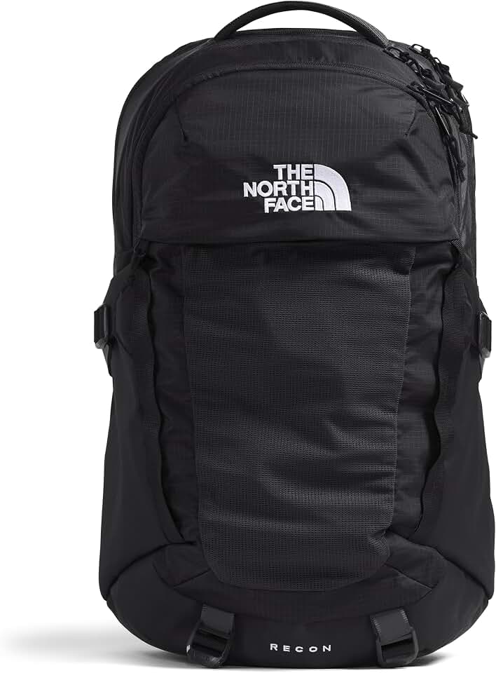 The North Face Recon Everyday Laptop Backpack - Daypack, Water Repellent, Laptop Sleeve, 2 Water Bottle Pockets, TNF Black/TNF Black-NPF, One Size