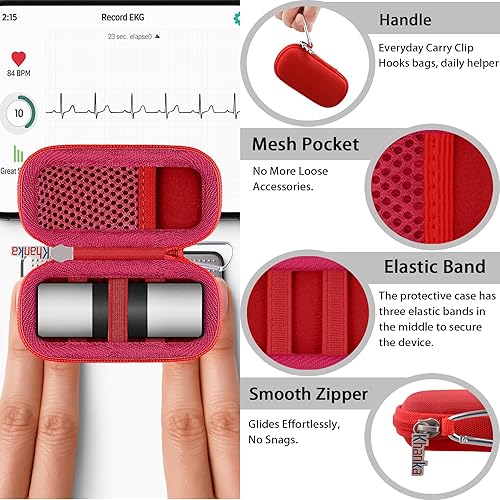 Vista 23 de Khanka Funda rígida de repuesto para AliveCor Kardia Mobile ECG/KardiaMobile 6L EKG (oro rosa)