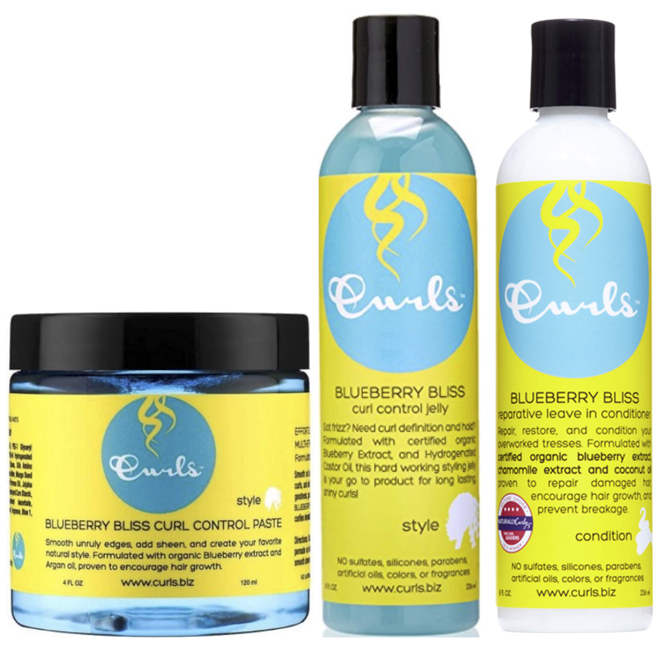 Blueberry Locken Steuerung Einfügen 120ml, Blueberry Bliss Locken Steuerung Jelly 236ml & Blueberry Reparative Leave in 236ml