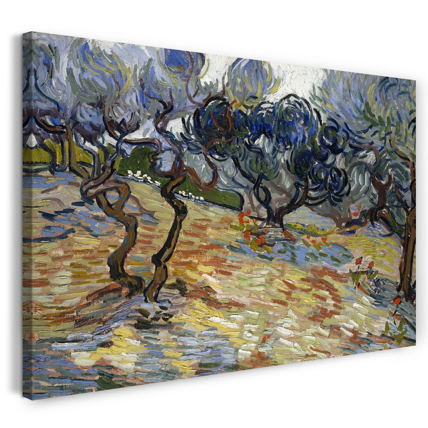 Printed Paintings: Kunstdruck auf Leinwand - Vincent van Gogh - Oliven-Bäume (100x70cm) - Wandbild für Wohnzimmer, Schlafzimmer, Flur