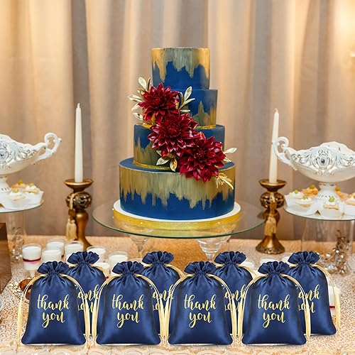 Vista 109 de Sieral 50 bolsas de regalo de satén con cordón para joyas, bolsas de dulces para Acción de Gracias, Navidad, boda, baby shower, fiesta de Blanco