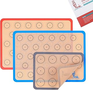 Silicone Baking Mat Macaron - Set of 3 (2 Half Sheet Liners and 1 Quarte...