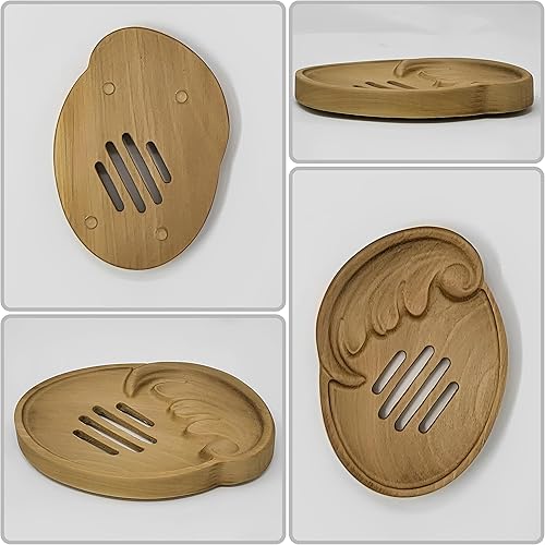 Miniatura 2 de Jabonera Shelby, soporte para jabón en barra, soporte para jabones grandes, organizador de madera para jabón, bandeja de esponja para cocina,