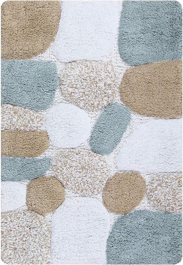 THE BEER VALLEY Pebble Bath Rugs Runner 21x31 Grey Beige