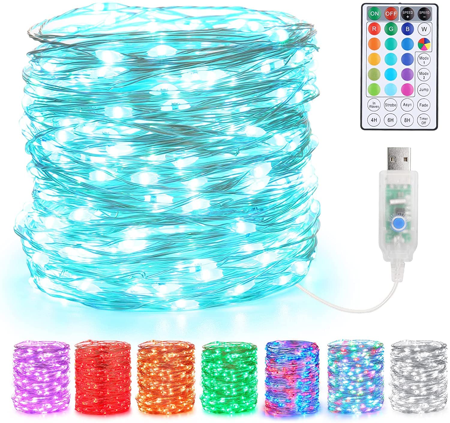 PhilzOps Halloween Luci LED USB, 10M 100 LED Multi Colore Natale Catena Luminos Interni Filo d'argento Mini Luci Stringa Impermeabile per Esterni Bottiglie DIY Feste Matrimonio Casa Patio Decorazione