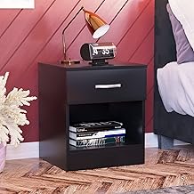 Vida Designs Table de Chevet à 1 tiroir avec poignées et glissières en métal Noir