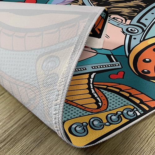 Miniatura 91 de Ambesonne Juego de 4 manteles individuales amarillos y azules, diseño de flores de primavera, flores vibrantes, manteles individuales de tela Azul