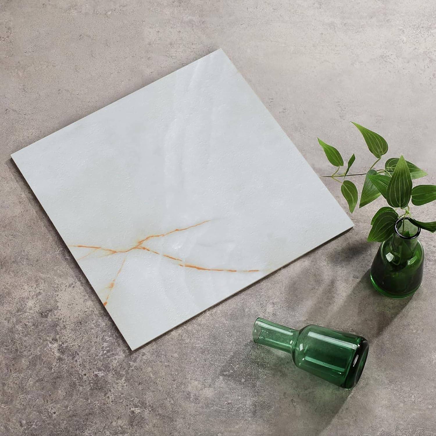 Peel and Stick Vinyl Floor Tiles, Self Adhesive Waterproof Vinyl Flooring Planks for Kitchen, Dining Room, Bedrooms,40-Pack 12 x 12 inch Cover 40 Sq. Ft,(White&Grey) 40 Tiles White&Grey