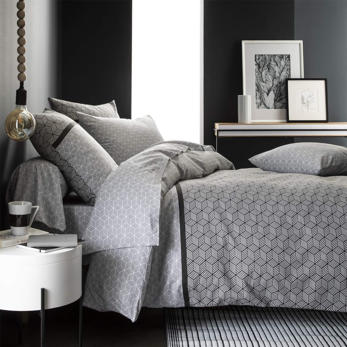 Printed Bamboo Duvet Cover, Made in France, Quentin, 260 x 240 cm, Origin