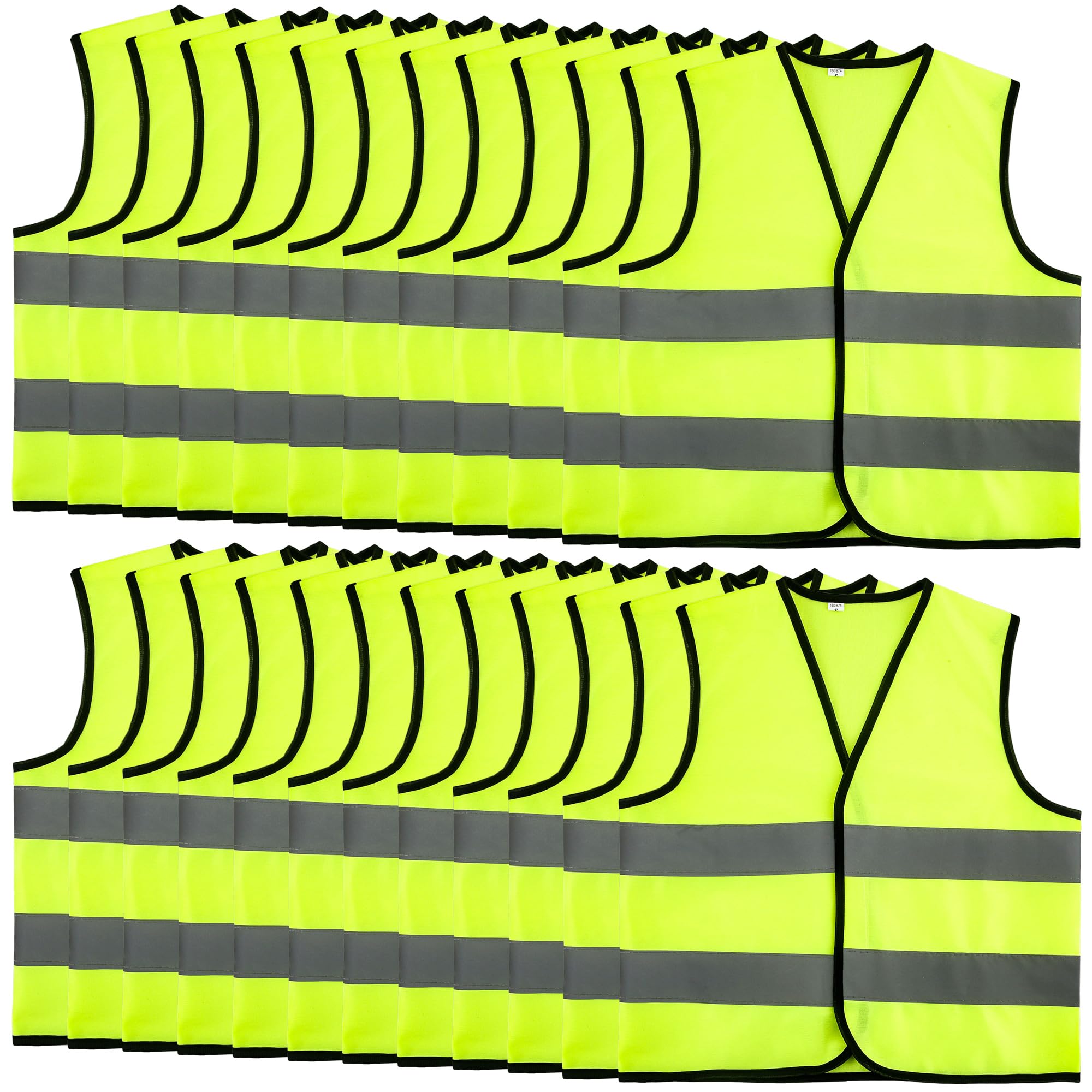 24 Pcs Kids Hi Vis Vests Hi Vis Safety Vests with Reflective Strips Child High Visibility Reflective Vest for Children Outdoor Construction Outfit Traffic Activities ((M, 7-9 years(44 x 47 cm)))