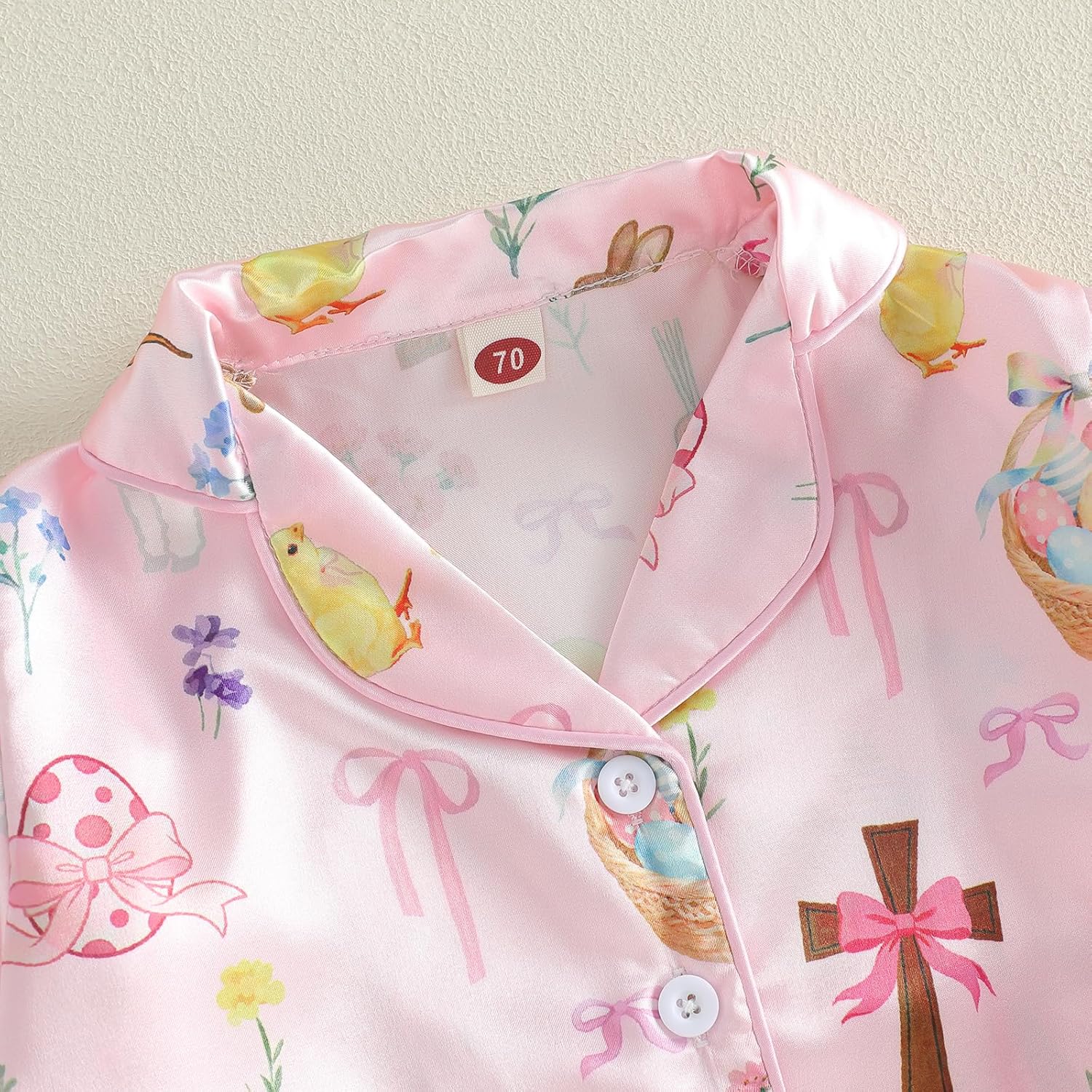 Toddler Boy Easter Pajamas Kids Baby Girl Silk Satin Bunny Egg Pjs Set Sleepwear Jammies Siblings Matching Outfits - Image 5