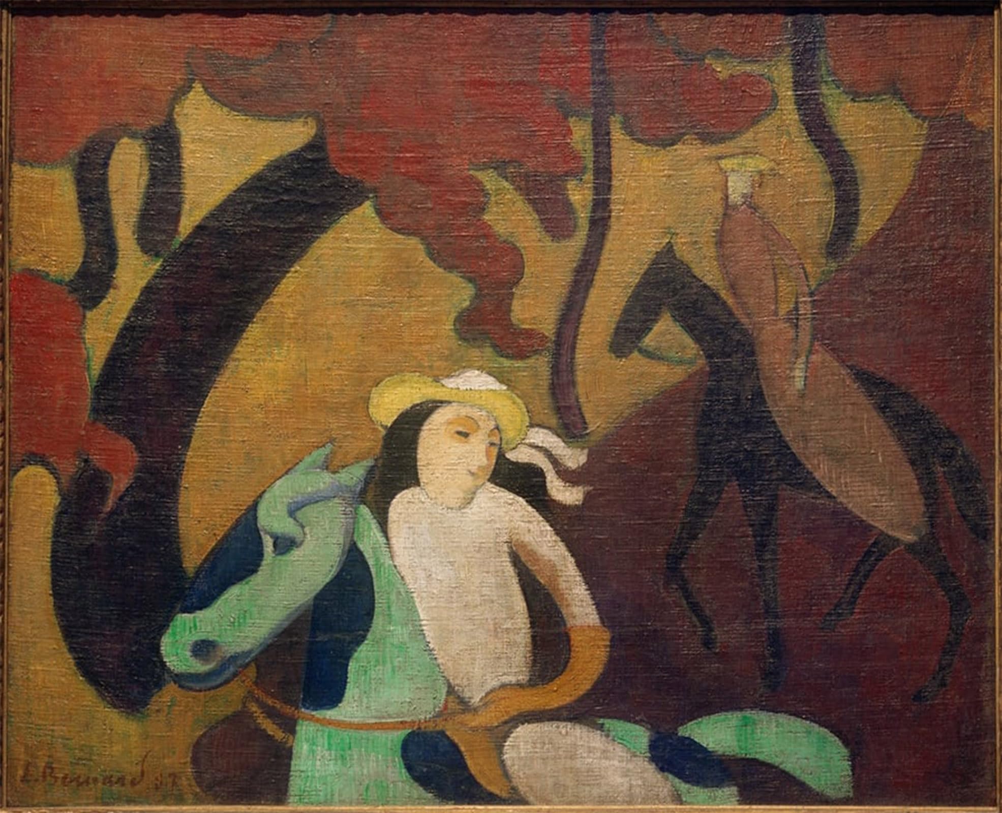 POSTERIIk Famous Modern Artwork Art Mural Horsewomen on Robinson Island by Emile Bernard Oil Paintings Pictures for Home Decor 60x90cm