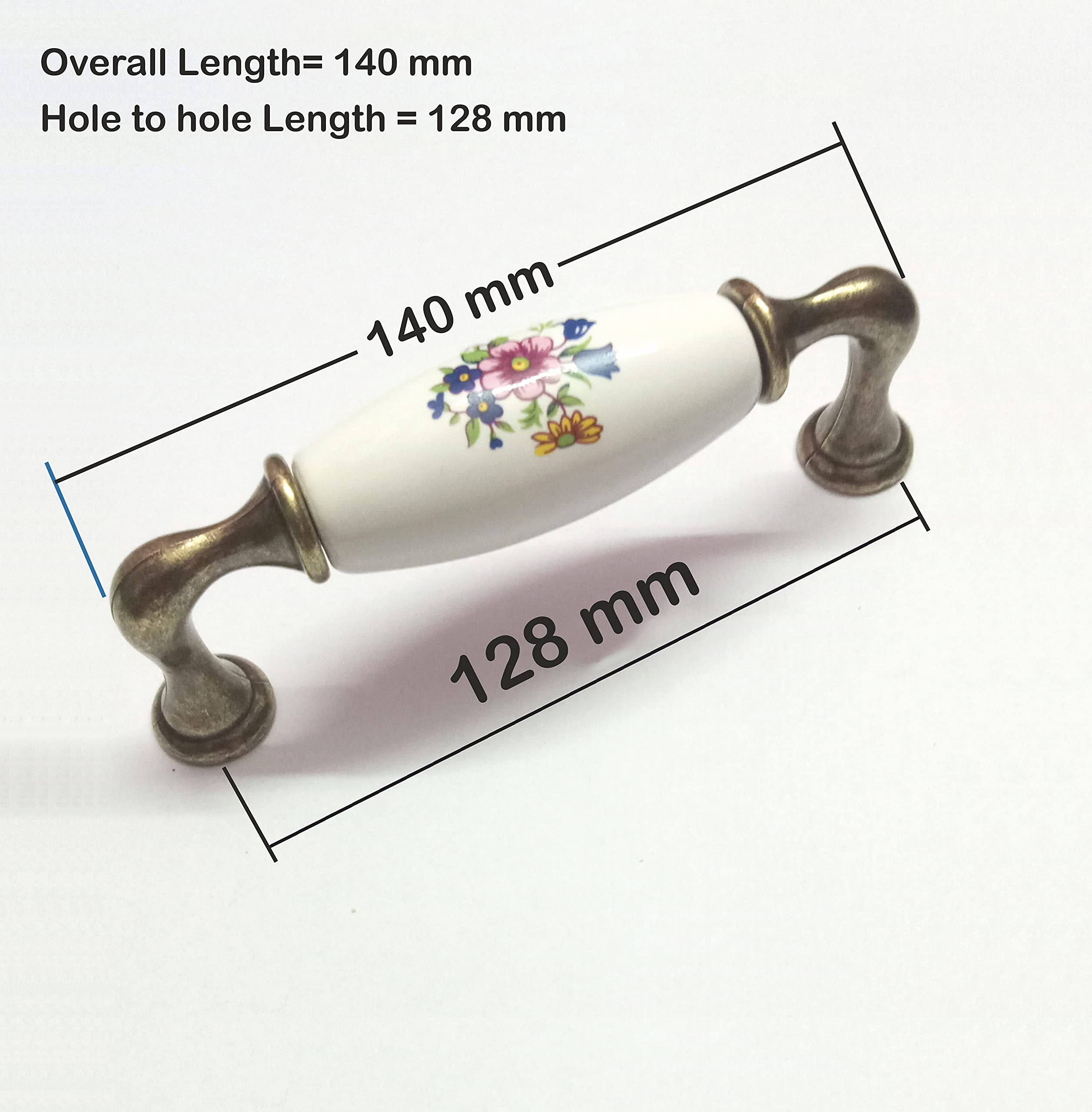 Techlife's(Pack of 2) Unique Design Ceramic Handles for Kitchen cabinets/Drawer Handle/Pull Handle/wardrobes Handle for Home Furniture and Home Improvement. (Size 128 mm) 2