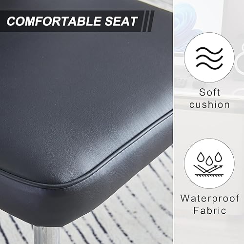 Miniatura 7 de HAIZAO Juego de 2 sillas de comedor de cuero negro, con respaldo de mariposa, modernas sillas de comedor de piel sintética de mediados de siglo,