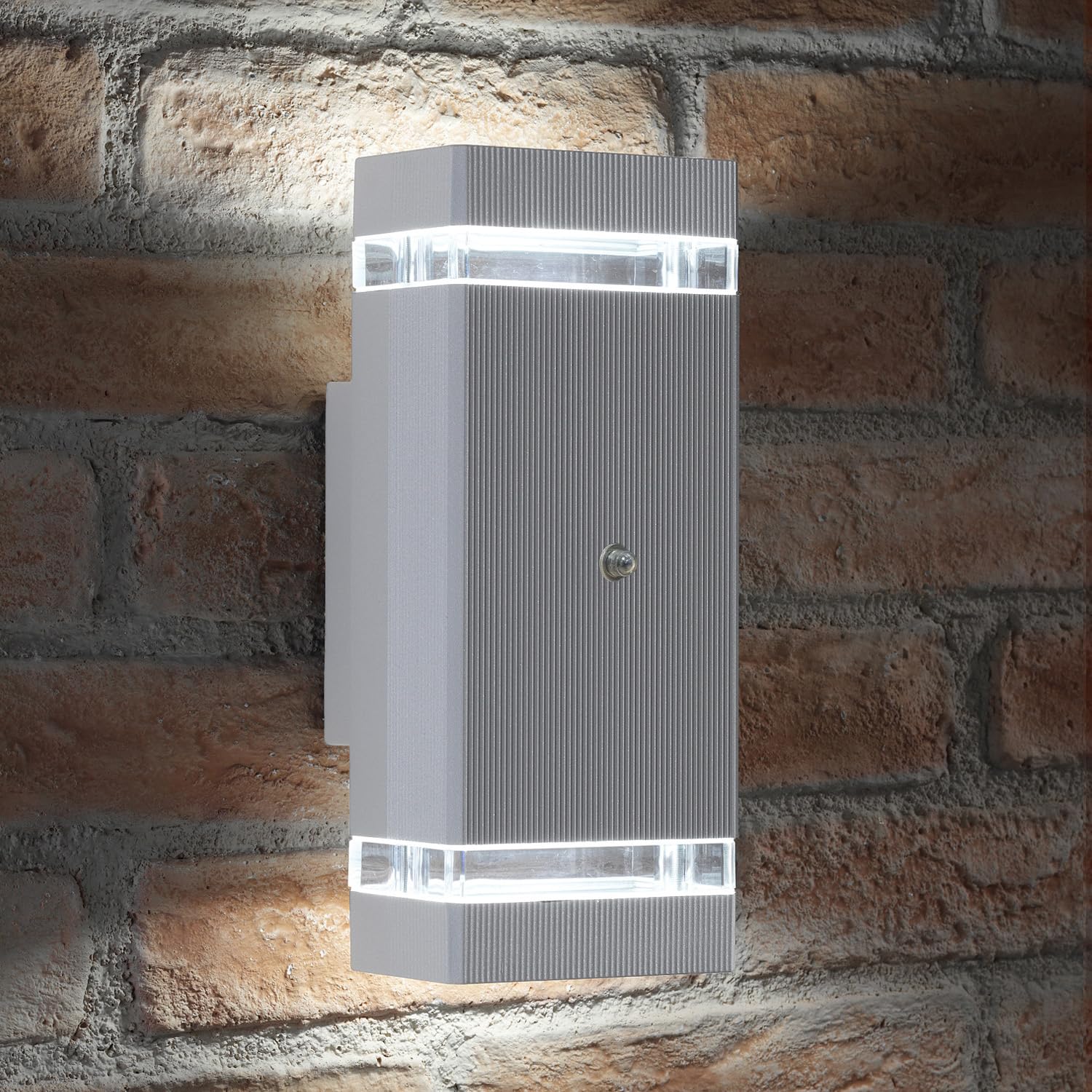 Auraglow Dusk Till Dawn Sensor Double Up & Down Outdoor Wall Security Light (Silver, Cool White) โ image 1