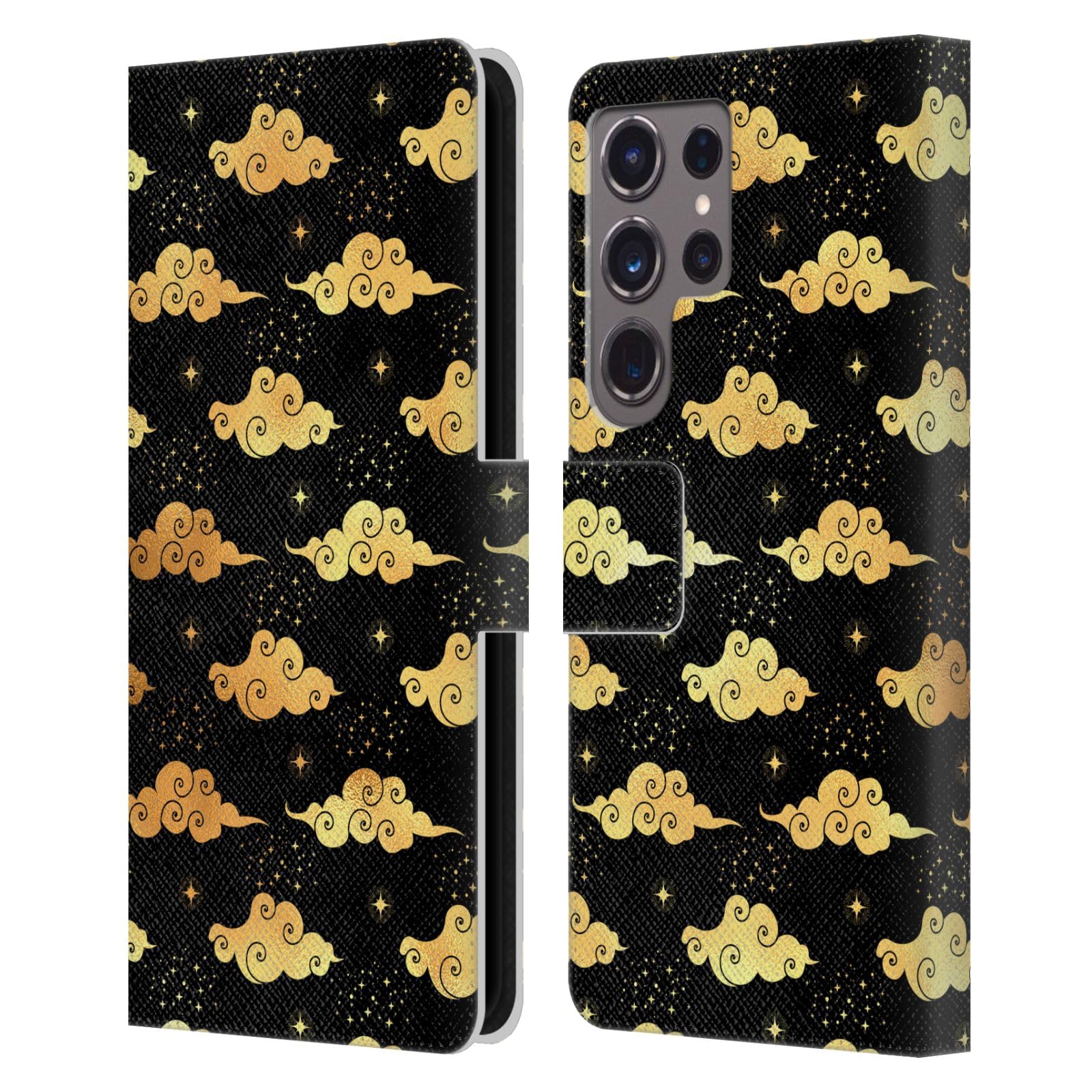 Carcasa de cuero Samsung S24 Ultra Head Case Designs Haroulita Nube Oro 7