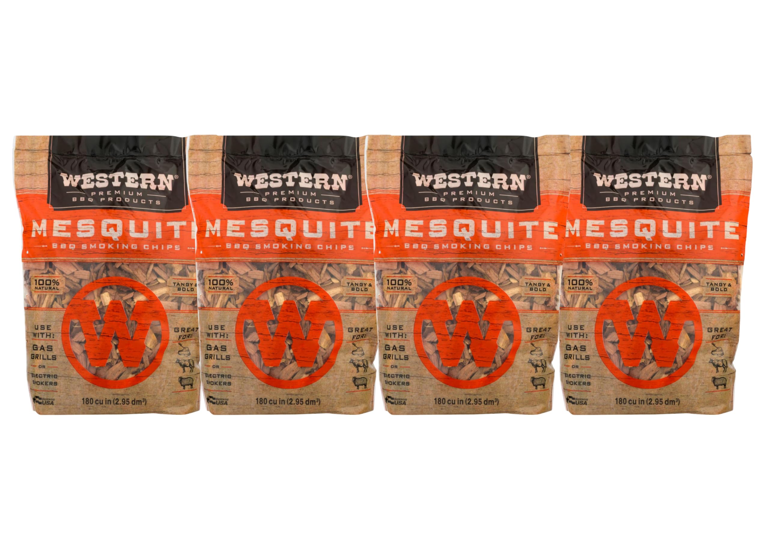 BBQ Smoking Wood Chips Variety Pack Bundle (4)- Apple, Mesquite, Hickory, and Cherry (Mesquite)