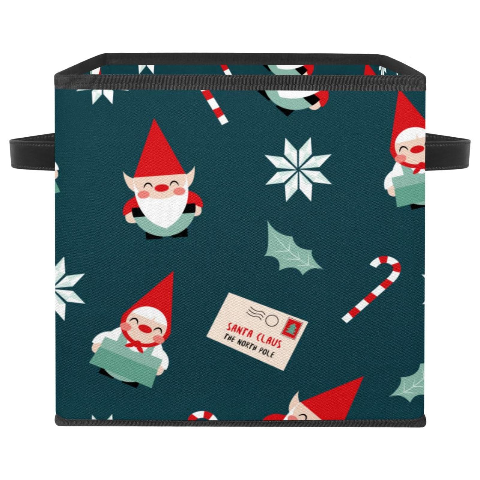 Boîte de rangement pliable motif Noël en tissu avec poignées