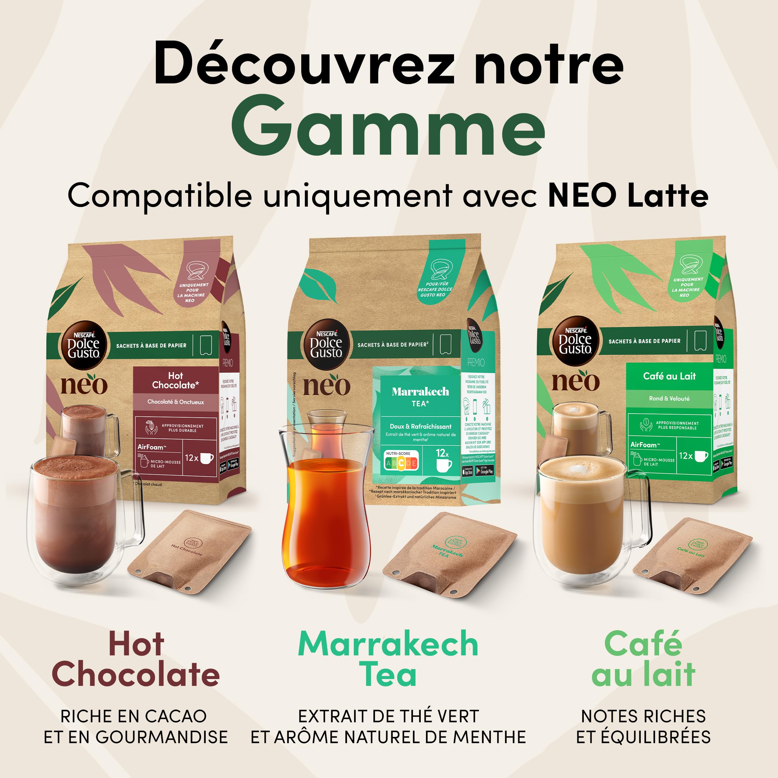 NEO Hot Chocolate de NESCAFÉ® Dolce Gusto®, 60 bolsas de chocolate (5 cajas de 12 bolsas), solo apto para cafeteras NESCAFÉ Dolce Gusto NEO