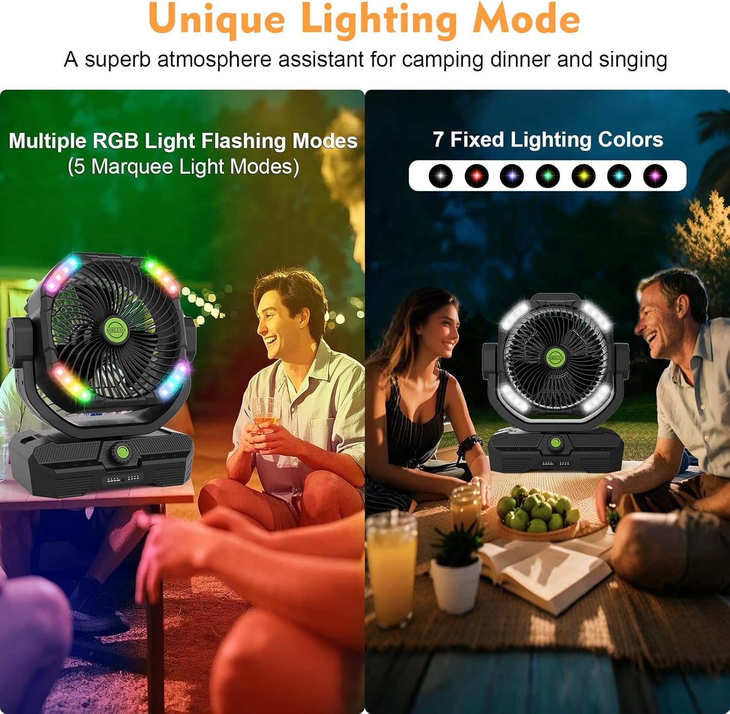 RUNTOP 45000mAh Large Battery Operated Fan, High Speed Oscillating Camping Fan with Remote,Quiet Adjustable Tilt Rechargeable Fans, Battery Powered fansfor Tent Home Office, Bedroom Travel (Black) - Image 6