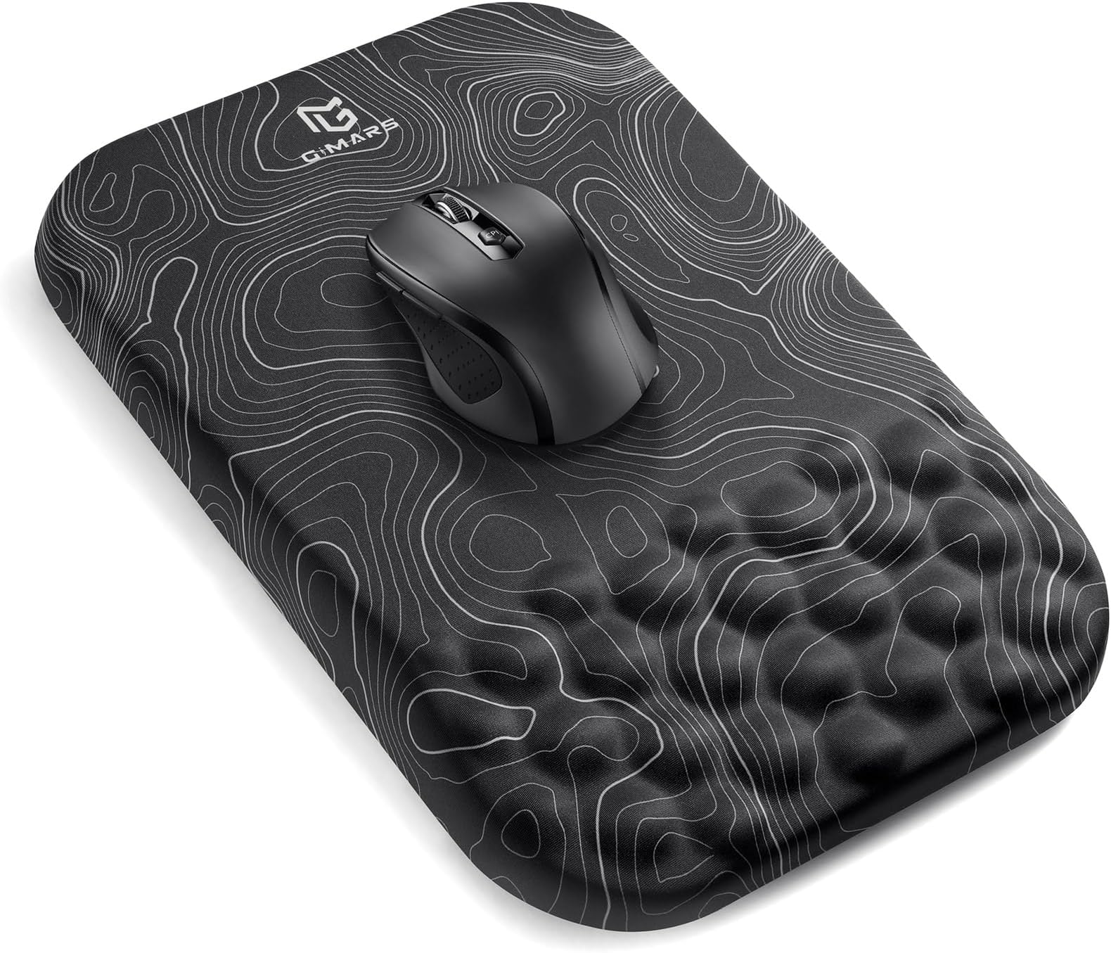 Gimars Upgrade Ergonomic Mouse Pad Wrist Rest with Memory Foam Massage Bump, Enlarge [ 30% Larger Moving Space] Mouse Pad Wrist Support with Nonslip PU Base for Laptop, Computer, Gaming & Office