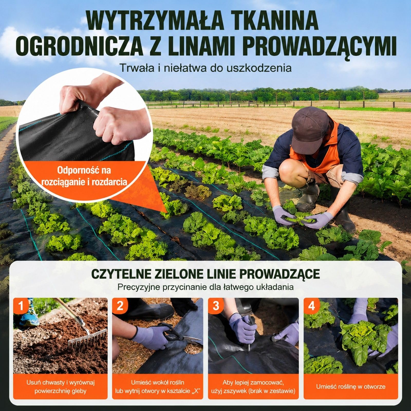 Włóknina krajobrazowa PP w rolce, czarna mata gruntowa do ogrodu, żwiru, podjazdu i ścieżek