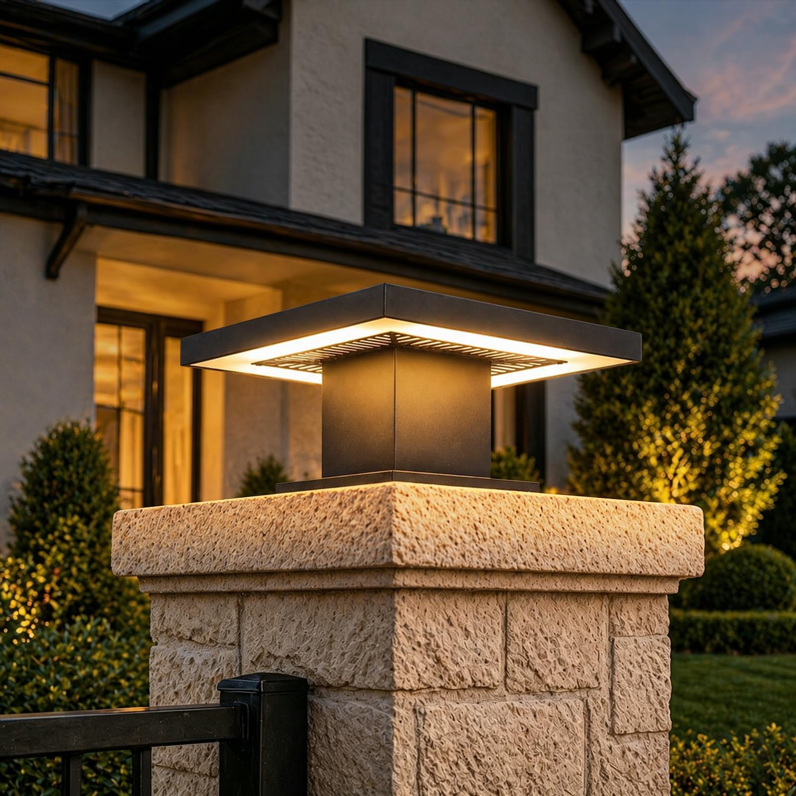 Lanterne esterne moderne LED 3000 K con coperchi, colonne, impermeabili, con involucro per esterni, illuminazione pali, vialetti, recinzioni, terrazze, porte, cassette postali, pilastri