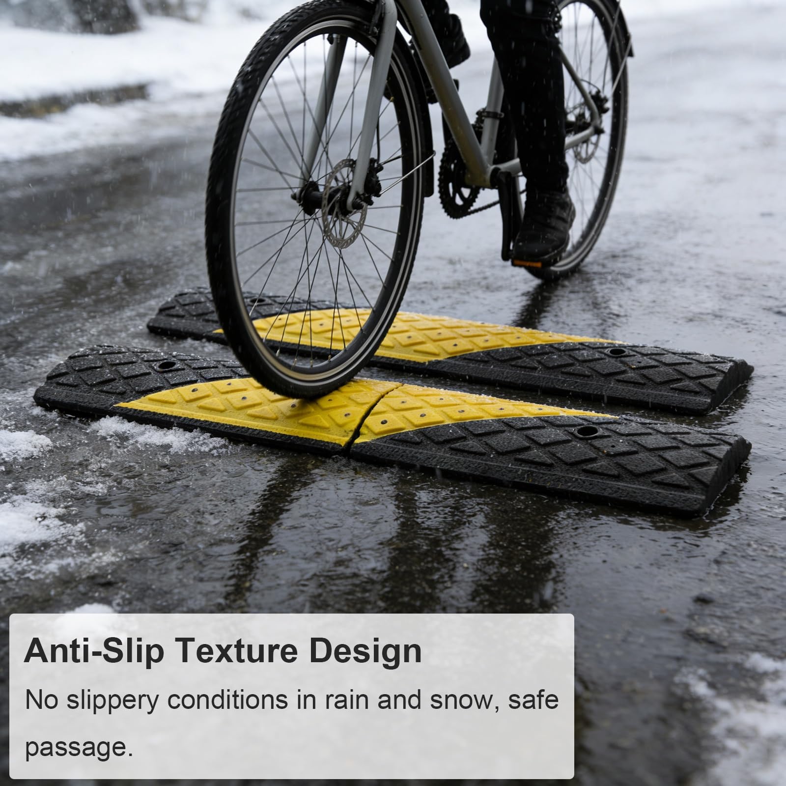 2 50cm Reductor de Velocidad Vial de Goma, Badenes para Garaje, Altura 2 Cm, para Bicicletas, Motocicletas y Vehículos Pequeños, Desaceleración Efectiva
