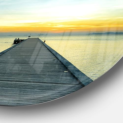 Miniatura 3 de mt8353-c23Boat Pier At Sunset Seascape Foto Círculo pared arte, 23" x 23"