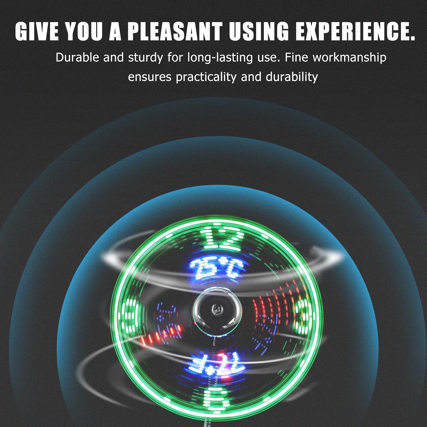 USB LED Clock Temperature Fan with Mini Gooseneck Portable Cooling, Small USB Computer Fan for Desk and Laptop Use image 5